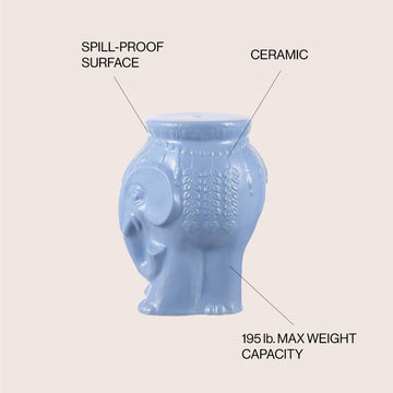 Orla 18.5" Modern Bohemian Elephant Ceramic Garden Stool - JONATHAN Y